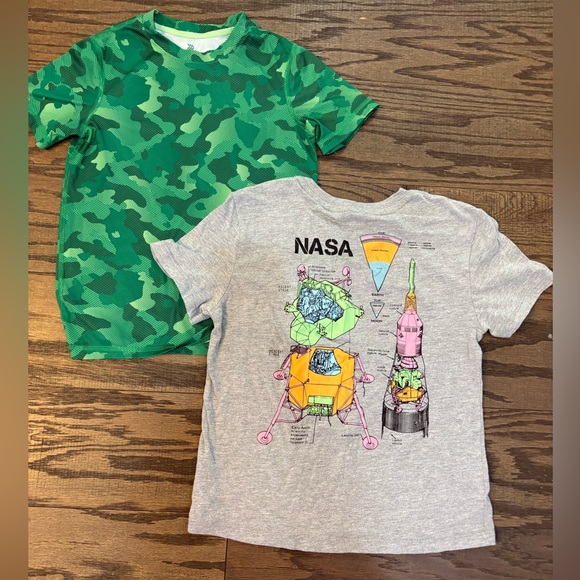 Lot of 2 Boys Size 8 Camouflage Camo NASA Space Summer Athletic T-Shirts EUC - Picture 2 of 3